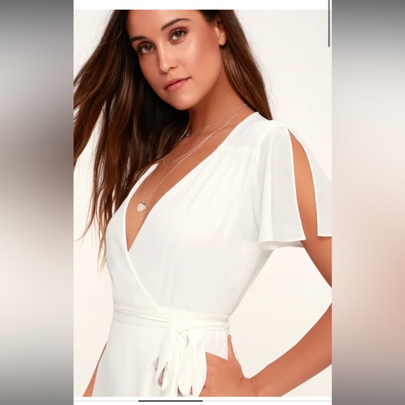 Lulus rise to the occasion White Wrap Dress, New with Tags - Picture 2 of 5